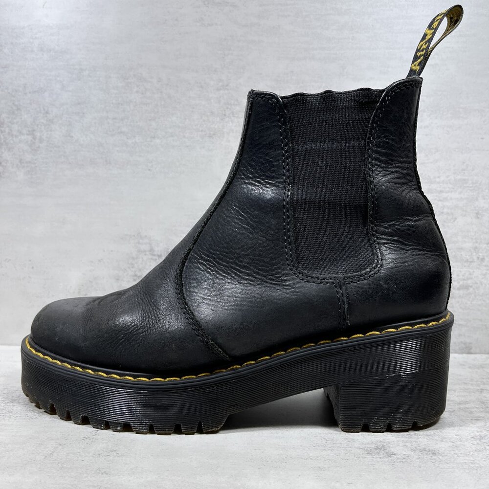 Dr Martens Rometty Leather Platform Chelsea Boots - Women's Size 8 - Black